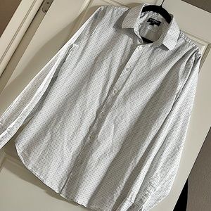 Express Men’s Dress Shirt || White Dotted Button-Up